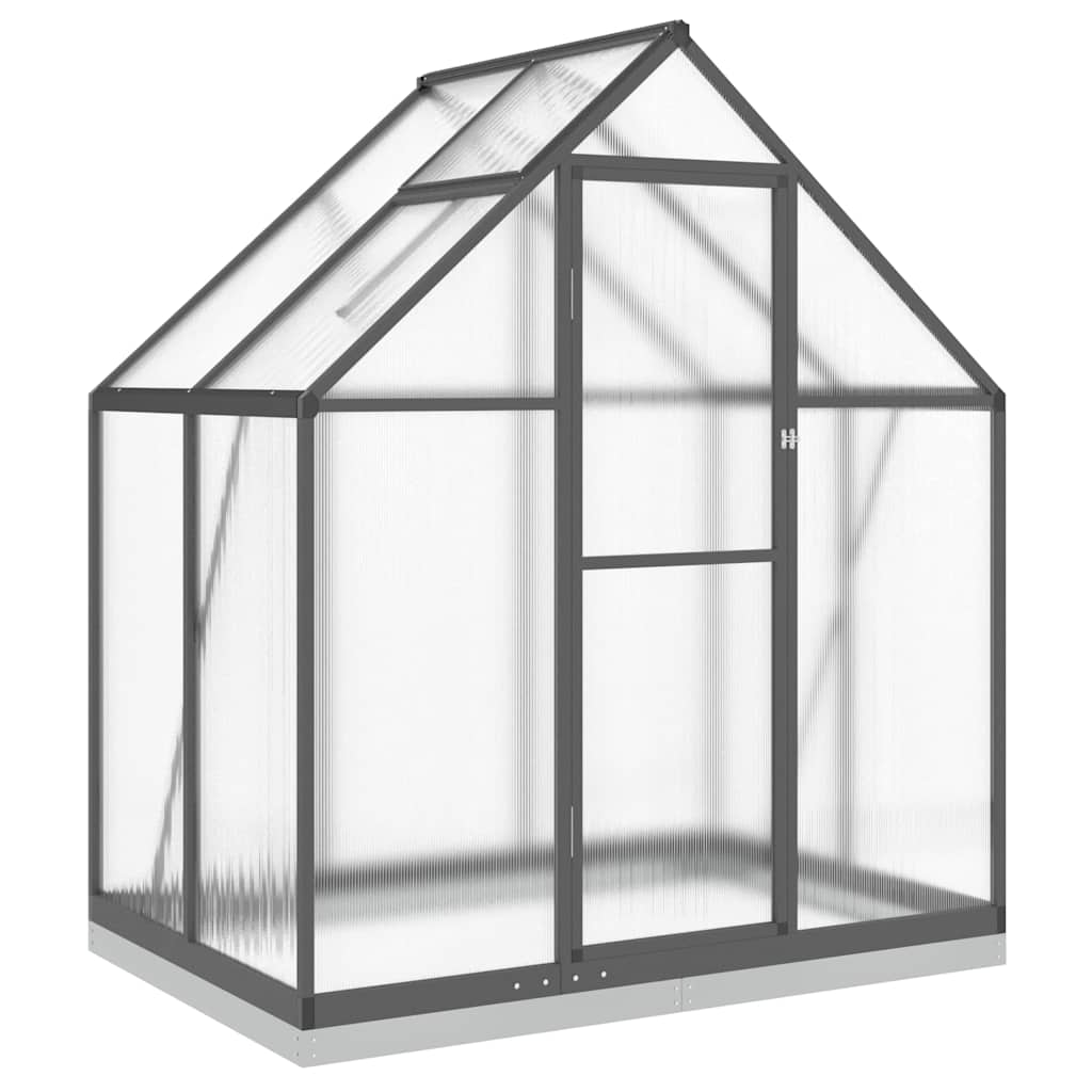vidaXL Skleník s podkladovým rámem antracitový 169x114x202 cm hliník
