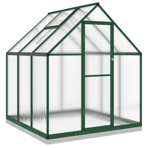 vidaXL kasvuhoone alusraamiga, roheline, 169x169x202 cm, alumiinium
