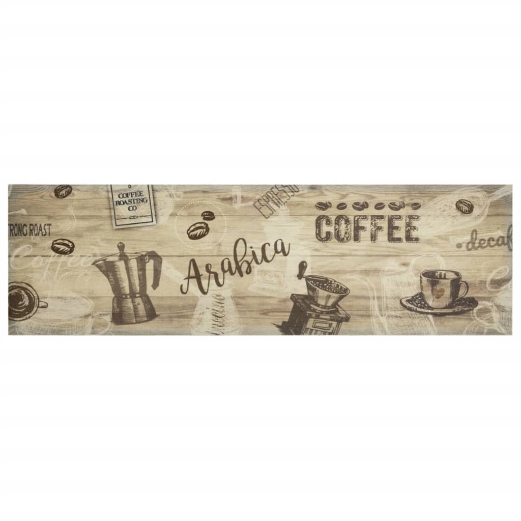 vidaXL Keukenmat wasbaar koffieprint 45x150 cm fluweel bruin afbeelding