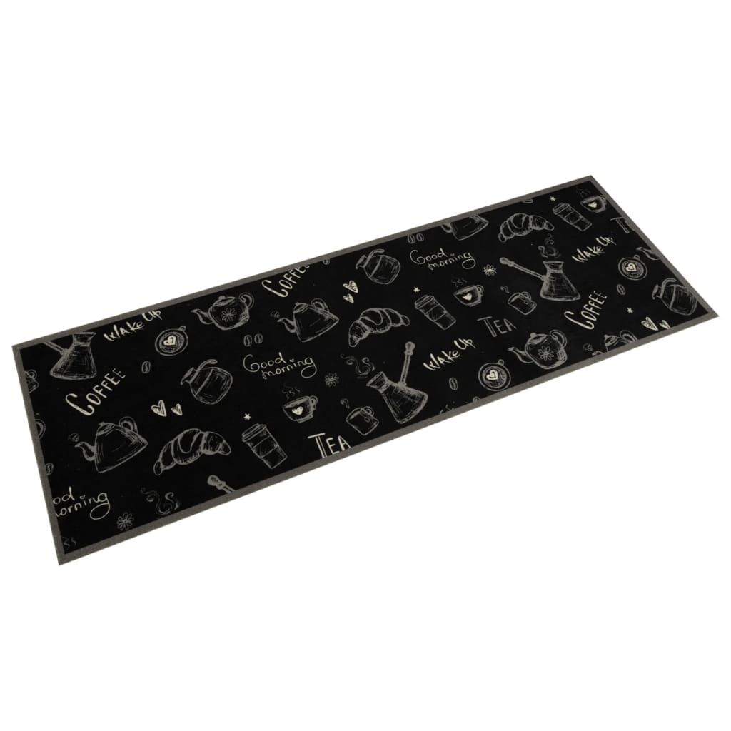  Kuchynský koberec, prateľný, Ráno, čierny 60x180 cm, zamat