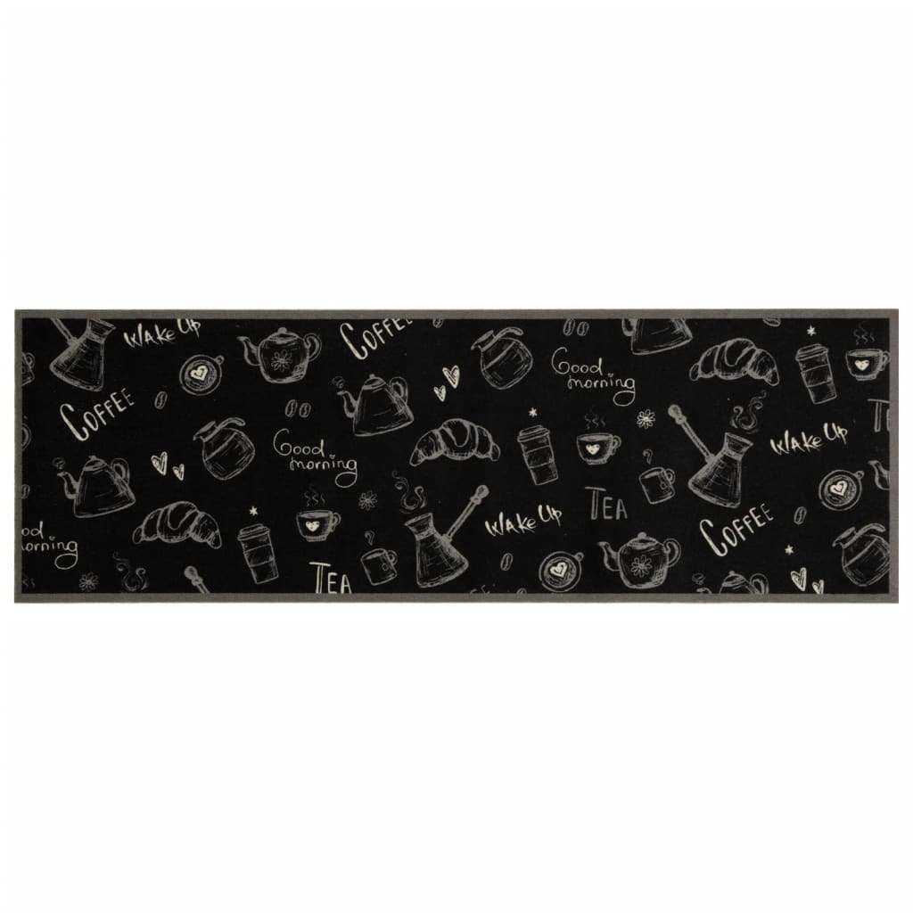 vidaXL Keukenmat wasbaar ochtendprint 60x180 cm fluweel zwart afbeelding