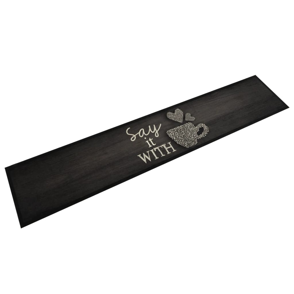 vidaXL Kuchyňský koberec omyvatelný Šálek černý 60 x 300 cm samet