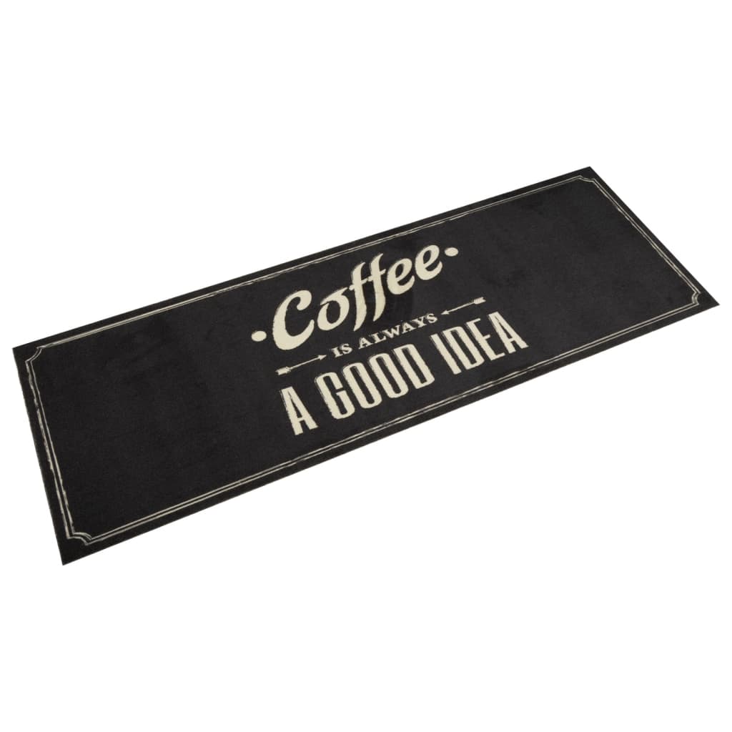 vidaXL Covor de bucătărie lavabil, text Coffee, 60x180 cm, catifea