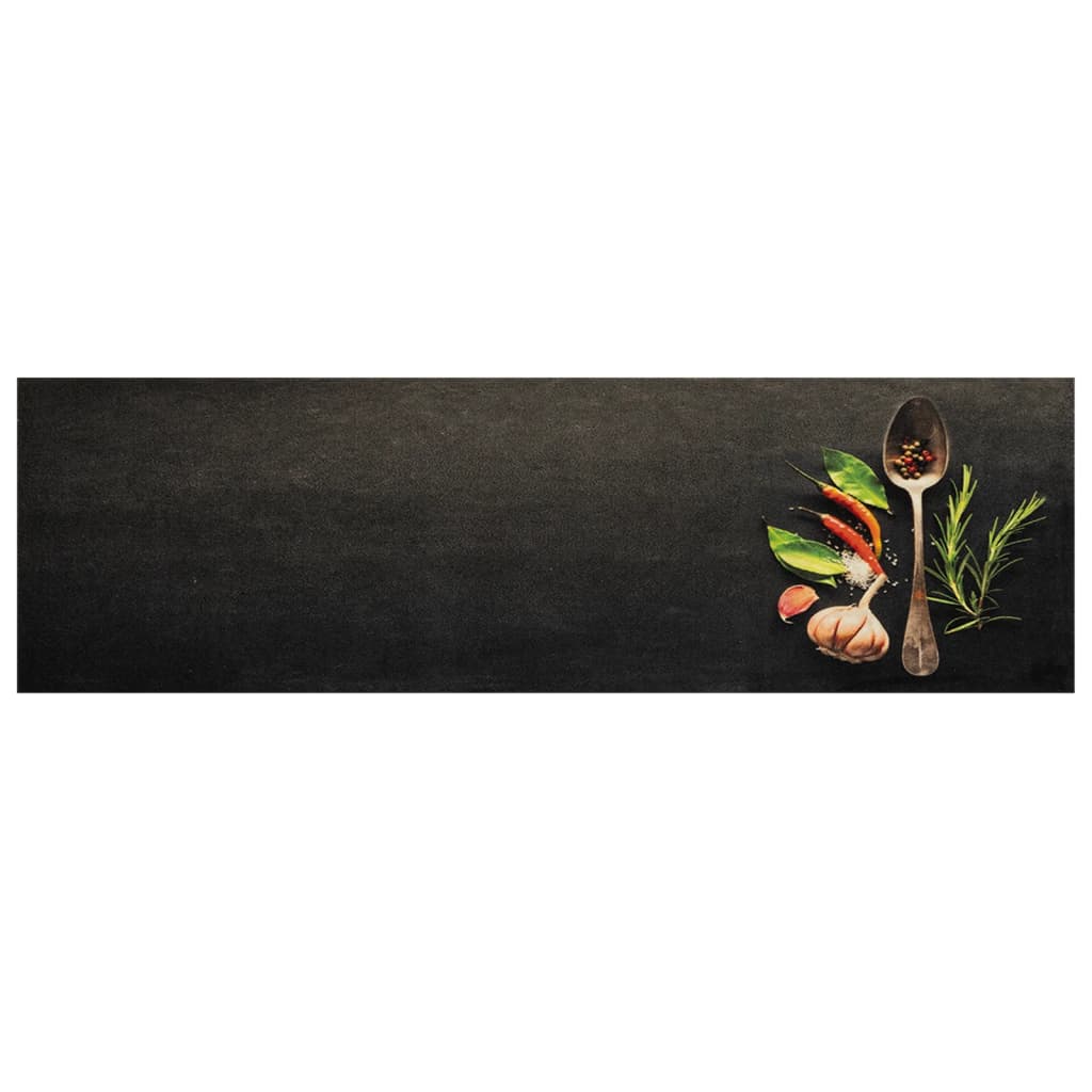vidaXL Keukenmat wasbaar kruidenprint 45x150 cm fluweel afbeelding