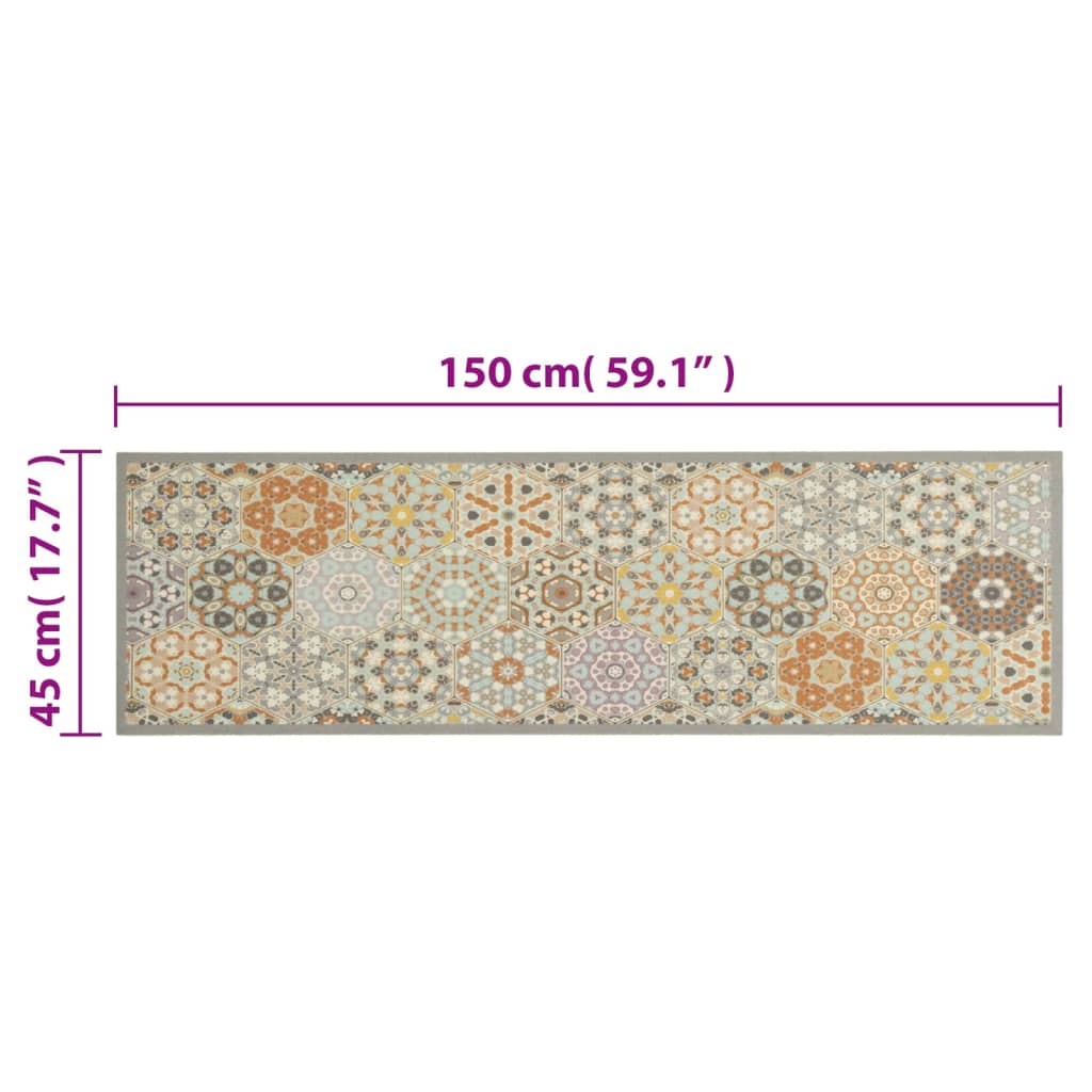  Kuchynský koberec, prateľný, šesťhranný vzor 45x150 cm, zamat