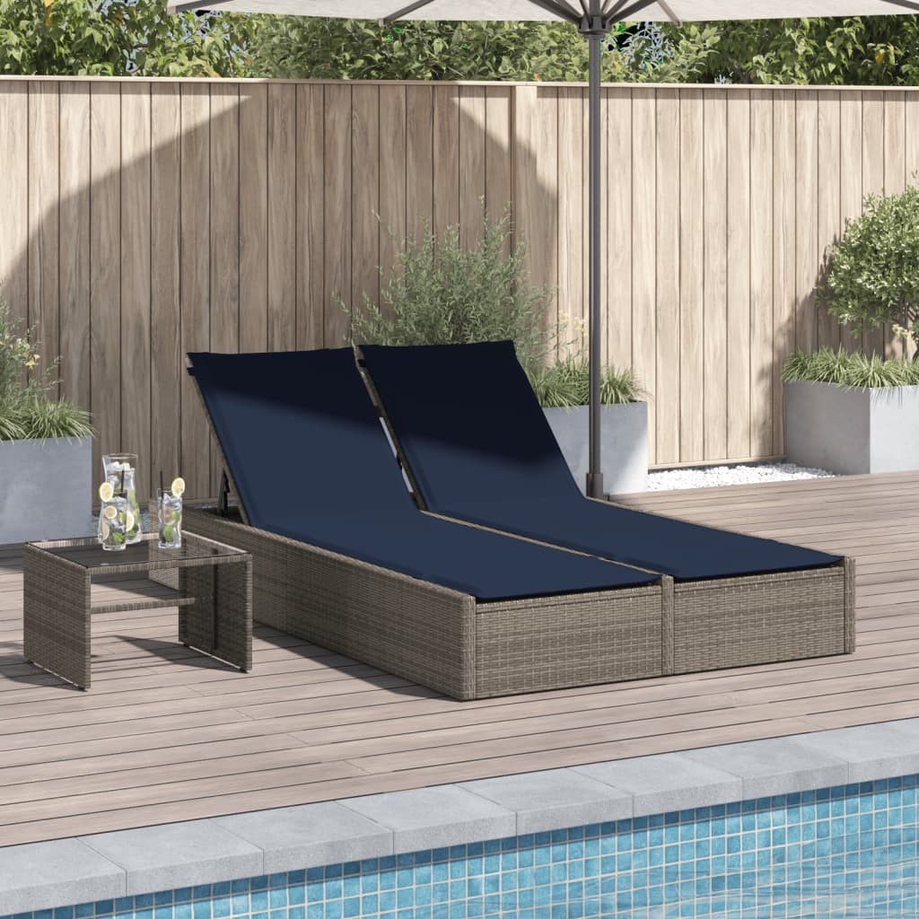 Patio Double Sun Lounger Grey, Navy blue