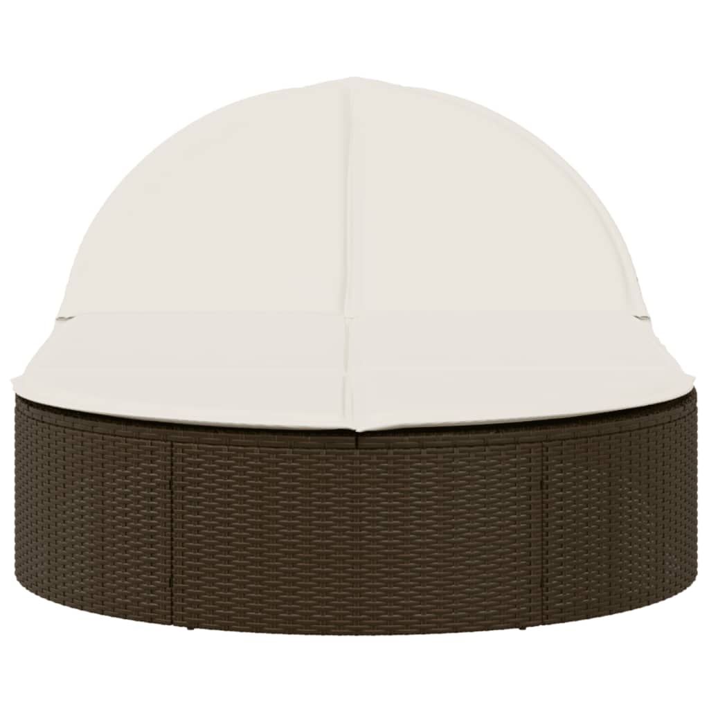 Thumbnail - vidaXL Doppel-Sonnenliege mit Auflagen Braun Poly Rattan