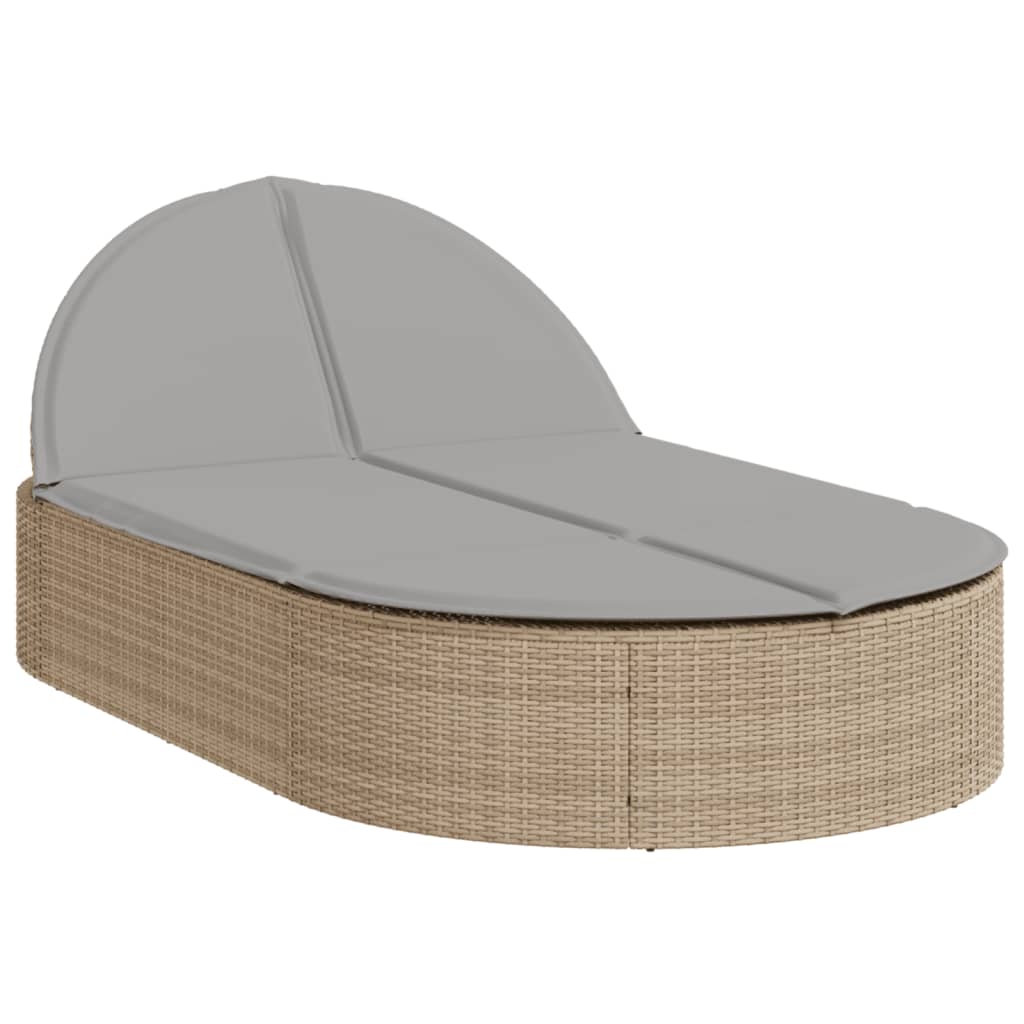 Thumbnail - vidaXL Doppel-Sonnenliege mit Auflagen Beige Poly Rattan