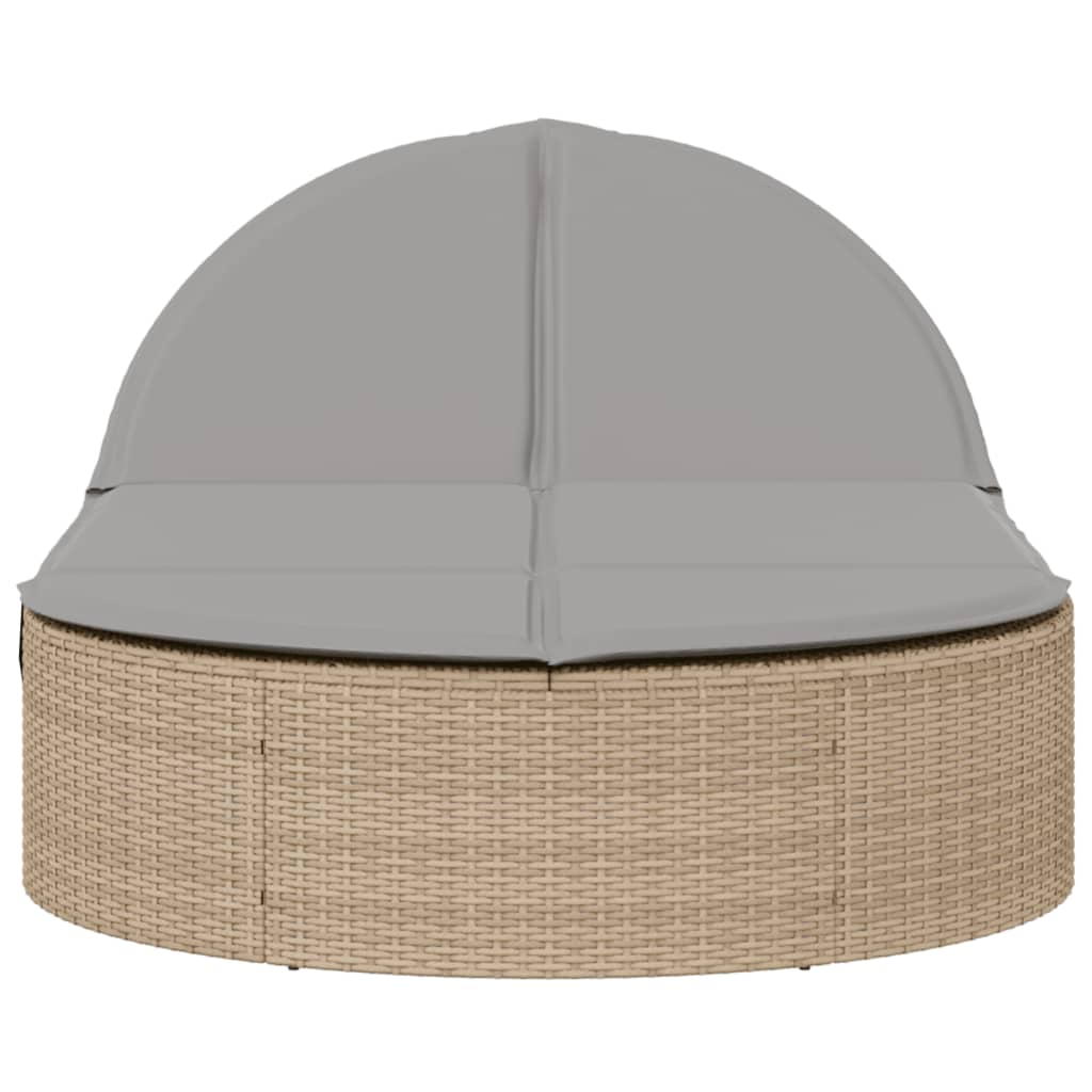 Thumbnail - vidaXL Doppel-Sonnenliege mit Auflagen Beige Poly Rattan