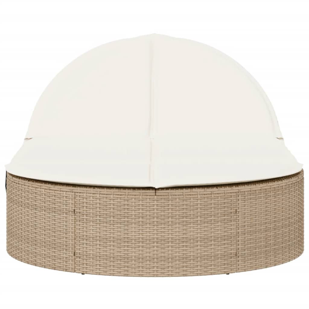 Thumbnail - vidaXL Doppel-Sonnenliege mit Auflagen Beige Poly Rattan