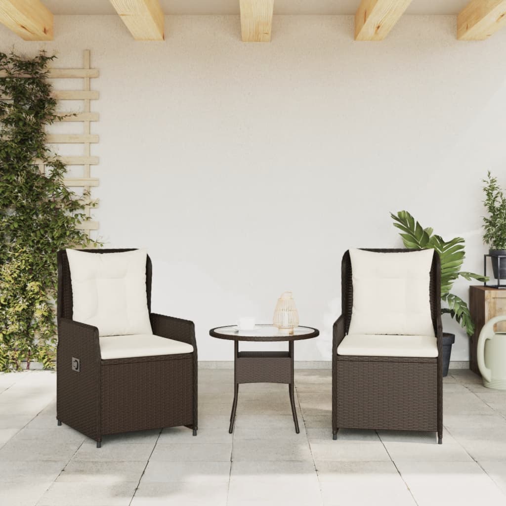 vidaXL 2 db barna polyrattan dönthető kerti szék