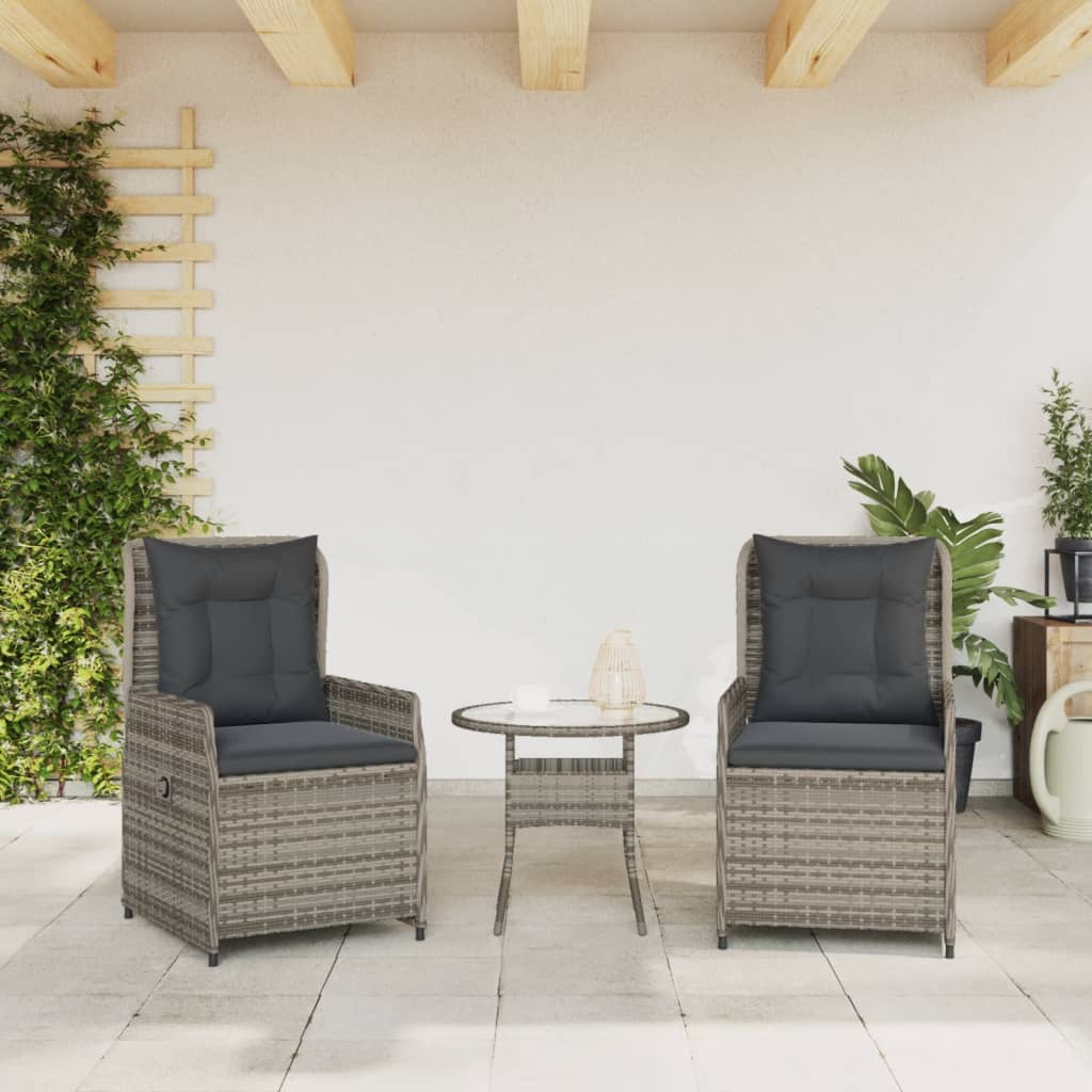 vidaXL Tuinstoelen 2 st verstelbaar poly rattan grijs afbeelding