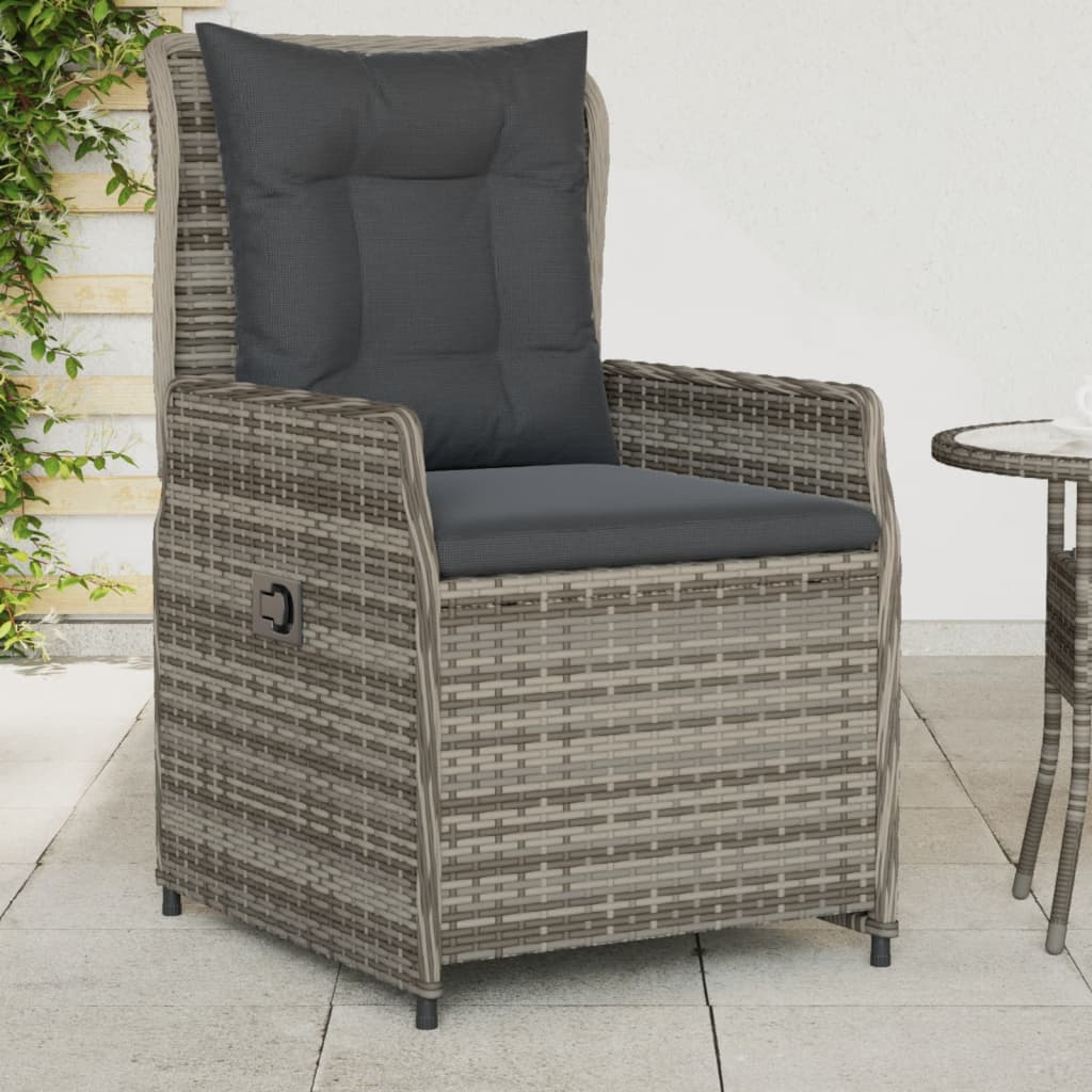 vidaXL Gartensessel 2 Stk. Verstellbar Grau Poly Rattan