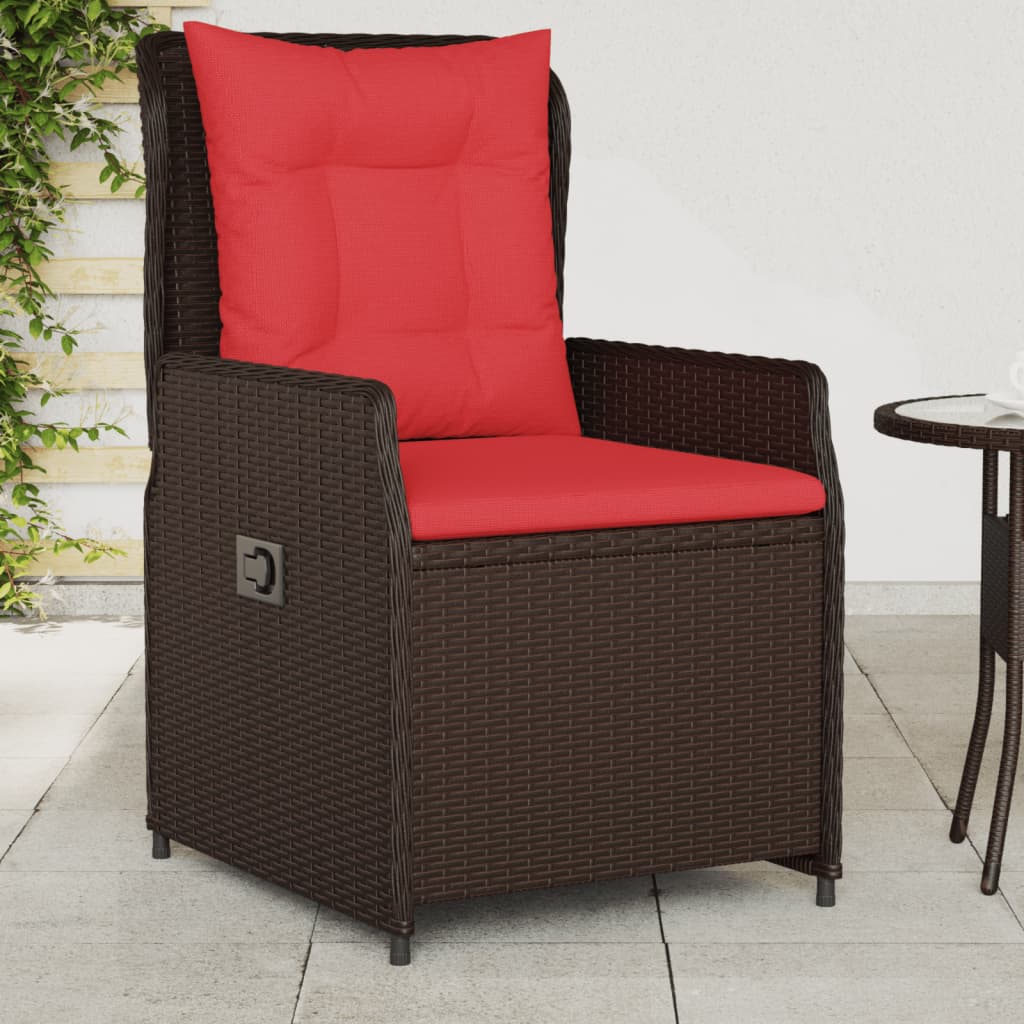 vidaXL Liegende Gartenstühle 2 Stk. Braun Poly Rattan