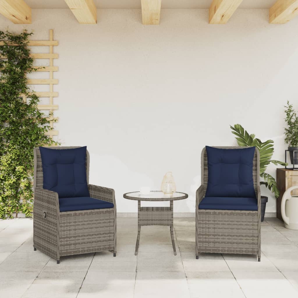 vidaXL Liggende tuinstoelen 2 stuks grijs polyrotan
