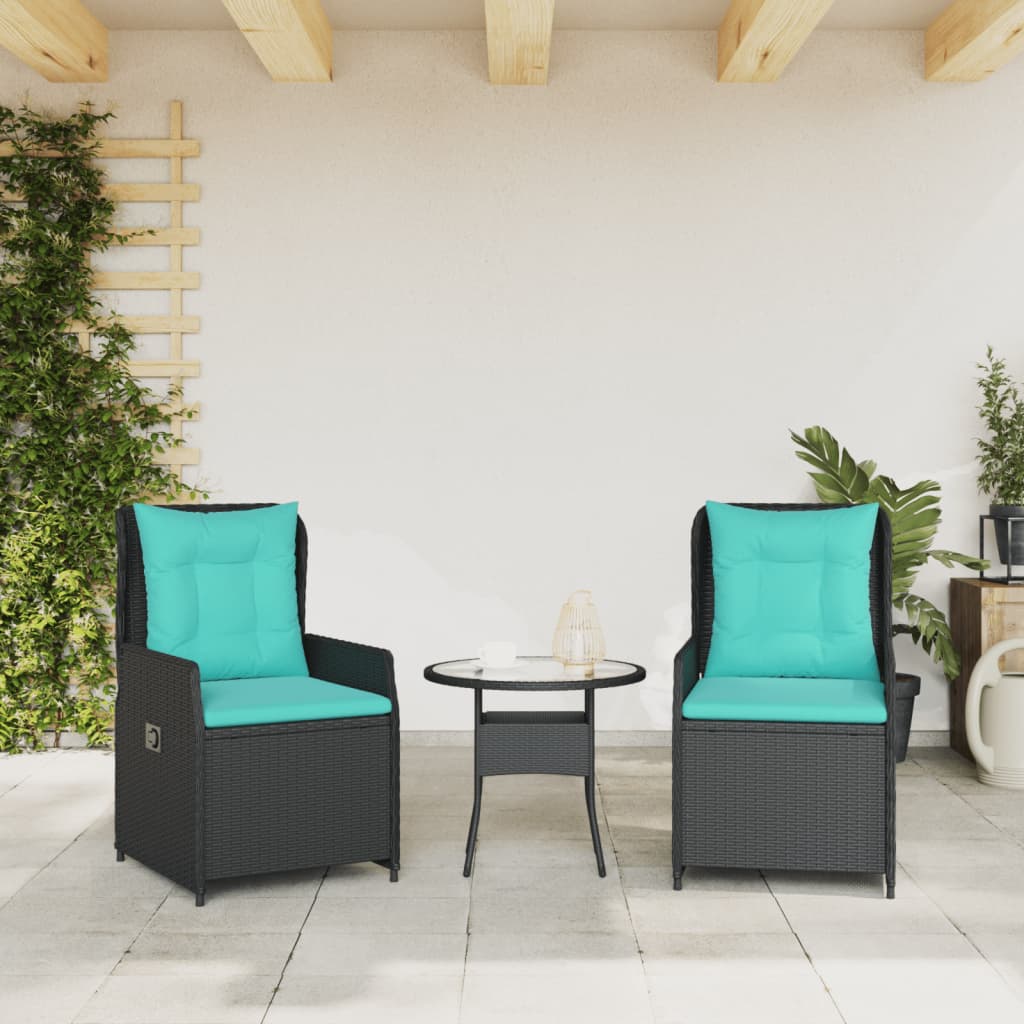 vidaXL Liggende tuinstoelen 2 stuks zwart polyrotan