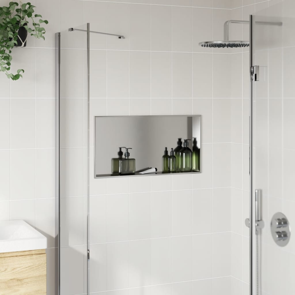 vidaXL Douchenis 62x32x9 cm roestvrijstaal geborsteld zilverkleurig afbeelding