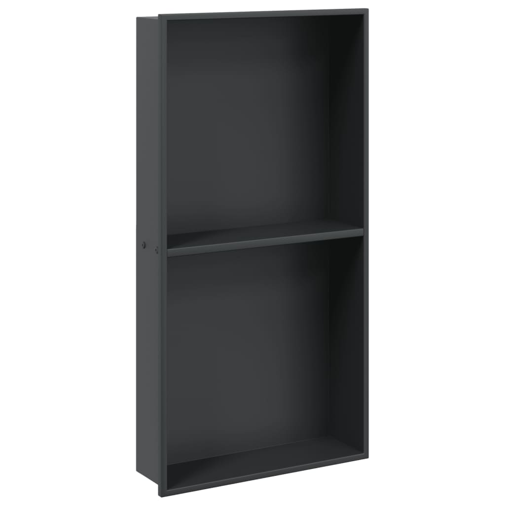 vidaXL Nișă de duș, negru mat, 32x62x9 cm, oțel inoxidabil