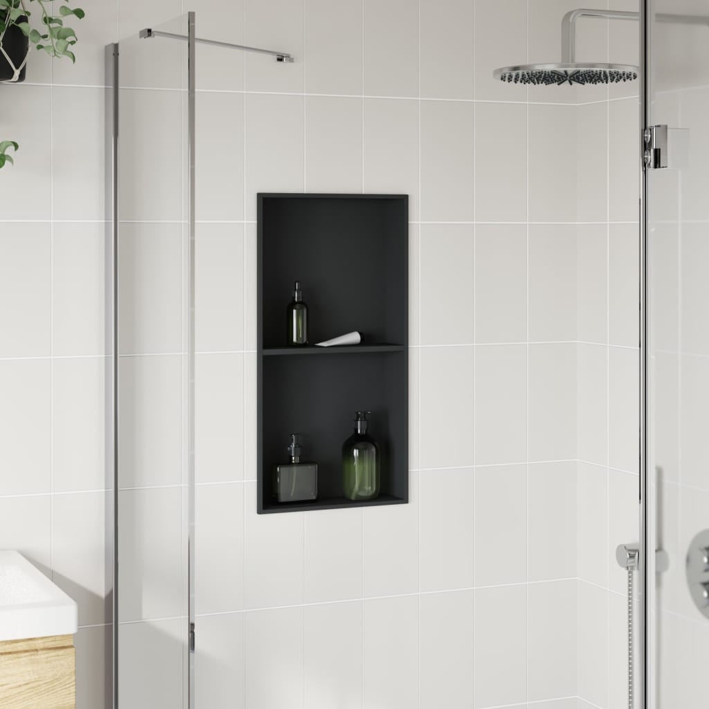 vidaXL Douchenis 32x62x9 cm roestvrijstaal matzwart afbeelding