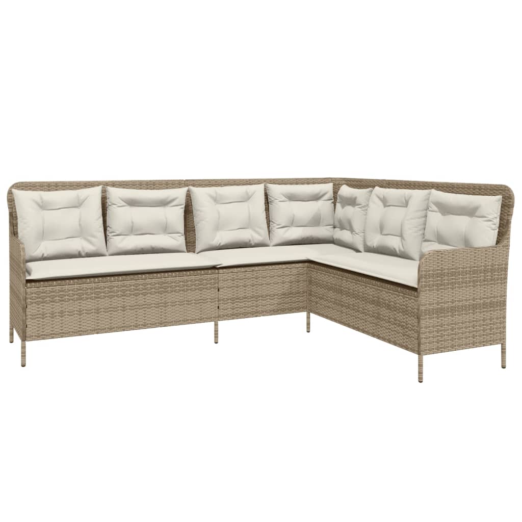 Thumbnail - vidaXL Gartensofa in L-Form mit Kissen Beige Poly Rattan