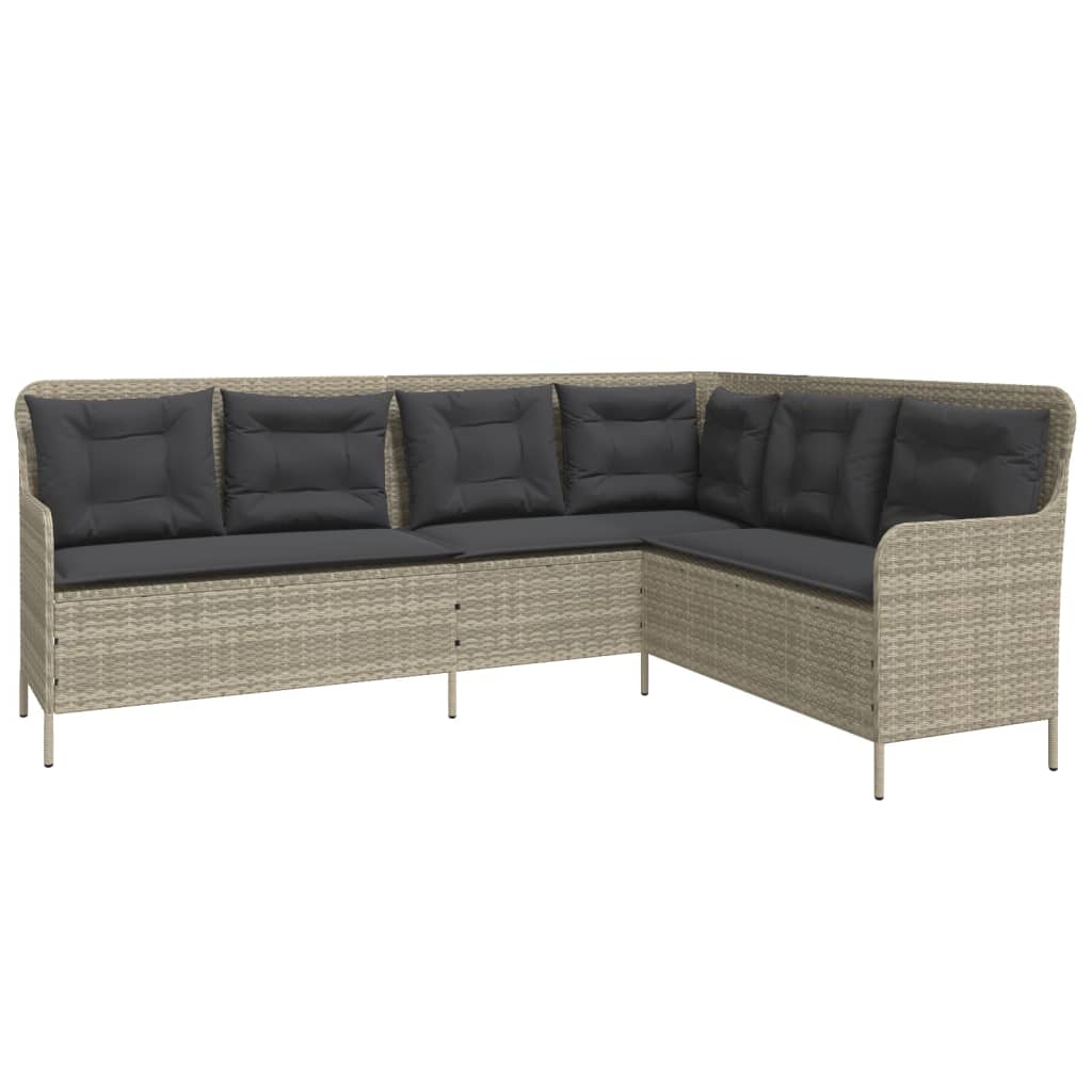 Thumbnail - vidaXL Gartensofa in L-Form mit Kissen Hellgrau Poly Rattan