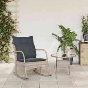 vidaXL dārza šūpuļkrēsls ar matračiem, gaiši pelēka PE rotangpalma