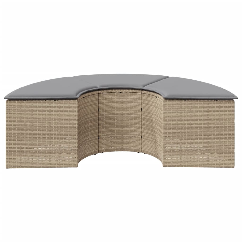 Thumbnail - vidaXL Garten-Fußhocker mit Kissen Beige Poly-Rattan