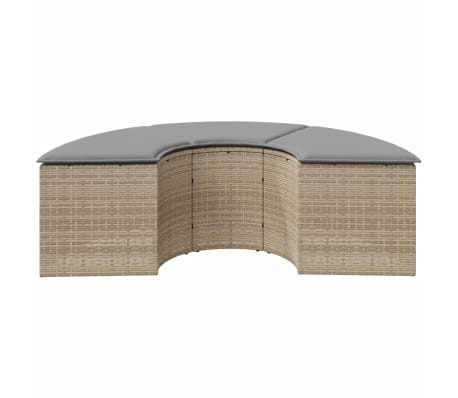 vidaXL Tuinvoetenbank met kussen poly rattan beige