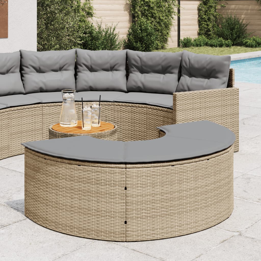 vidaXL Garten-Fußhocker mit Kissen Beige Poly-Rattan