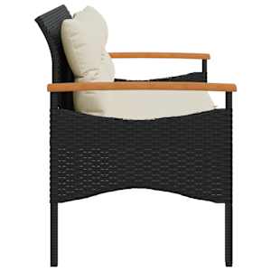Zahradní lavice s poduškami 116 x 62,5 x 74 cm černá polyratan - obrázek 5