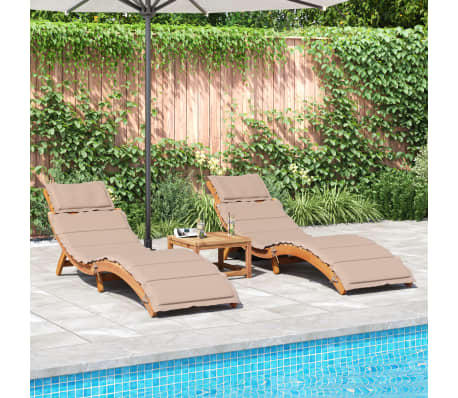 vidaXL Sun Loungers with Cushions 2 pcs Taupe Solid Wood Acacia