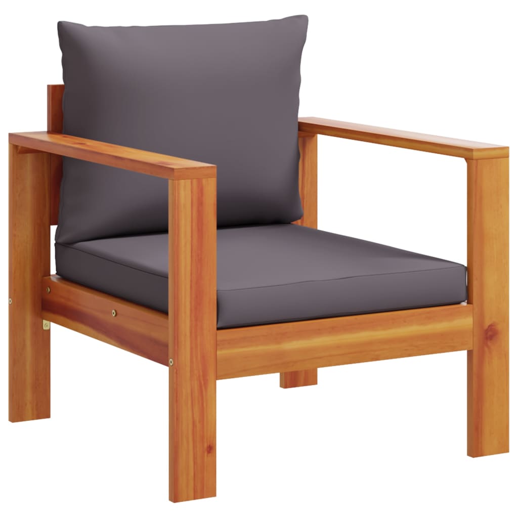 Zestaw wypoczynkowy ogrodowy akacja 4 krzesła + stolik, ciemnoszary