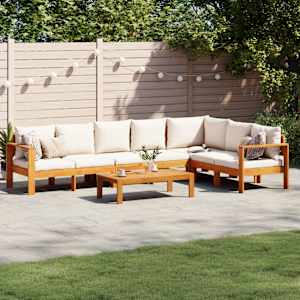 Vrtna sedežna garnitura z blazinami 5-delna trden akacijev les