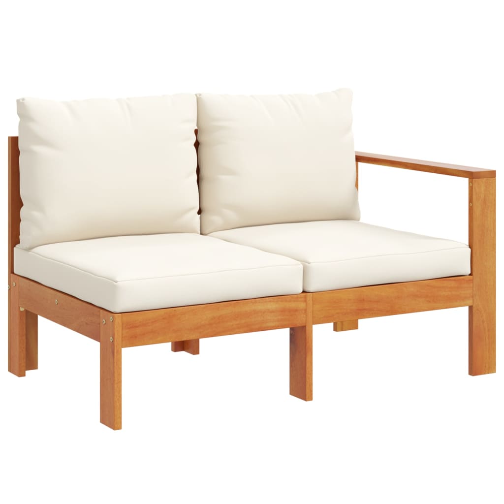 Zestaw mebli ogrodowych 2-osobowa sofa, narożnik, stolik, kremowe poduszki