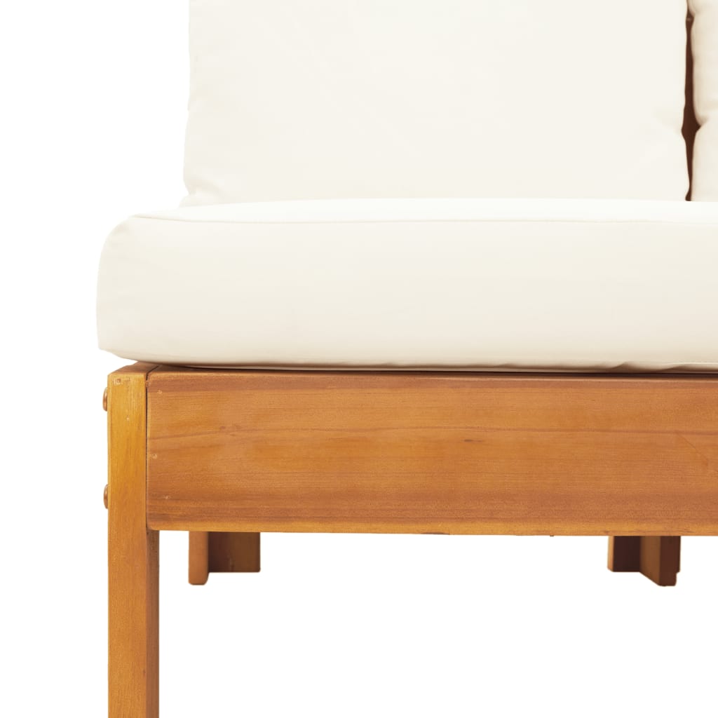 Zestaw mebli ogrodowych 2-osobowa sofa, narożnik, stolik, kremowe poduszki