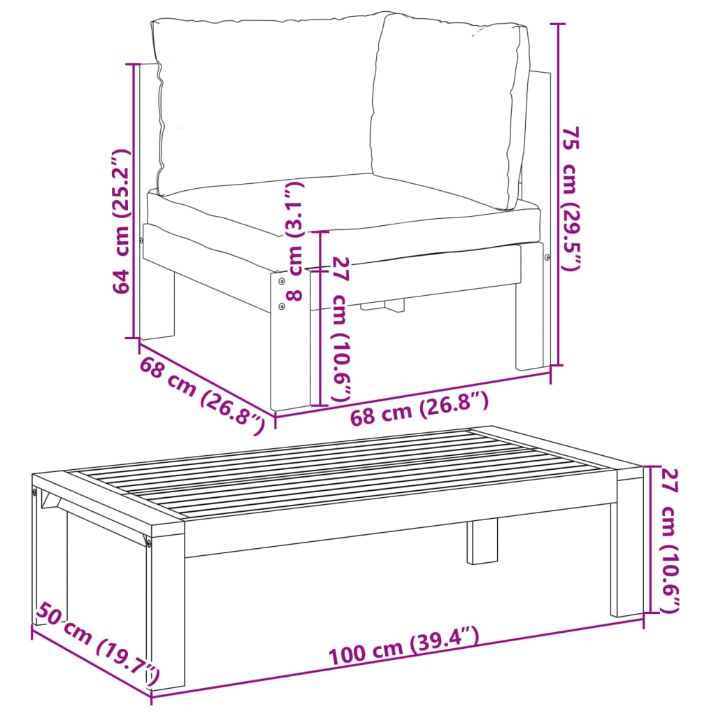 Zestaw Mebli Ogrodowych 2-osobowa Sofa + Narożnik + Stół