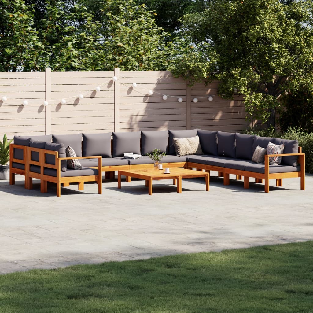 vidaXL Set de canapele de grădină cu perne, 9 piese, lemn masiv acacia