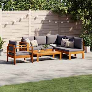 Vrtna sedežna garnitura 5-delna z blazinami trden akacijev les