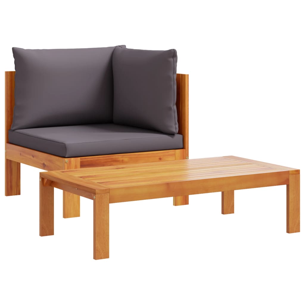 Zestaw wypoczynkowy ogrodowy Akacja, 2-osobowa sofa, stolik, poduszki, szary