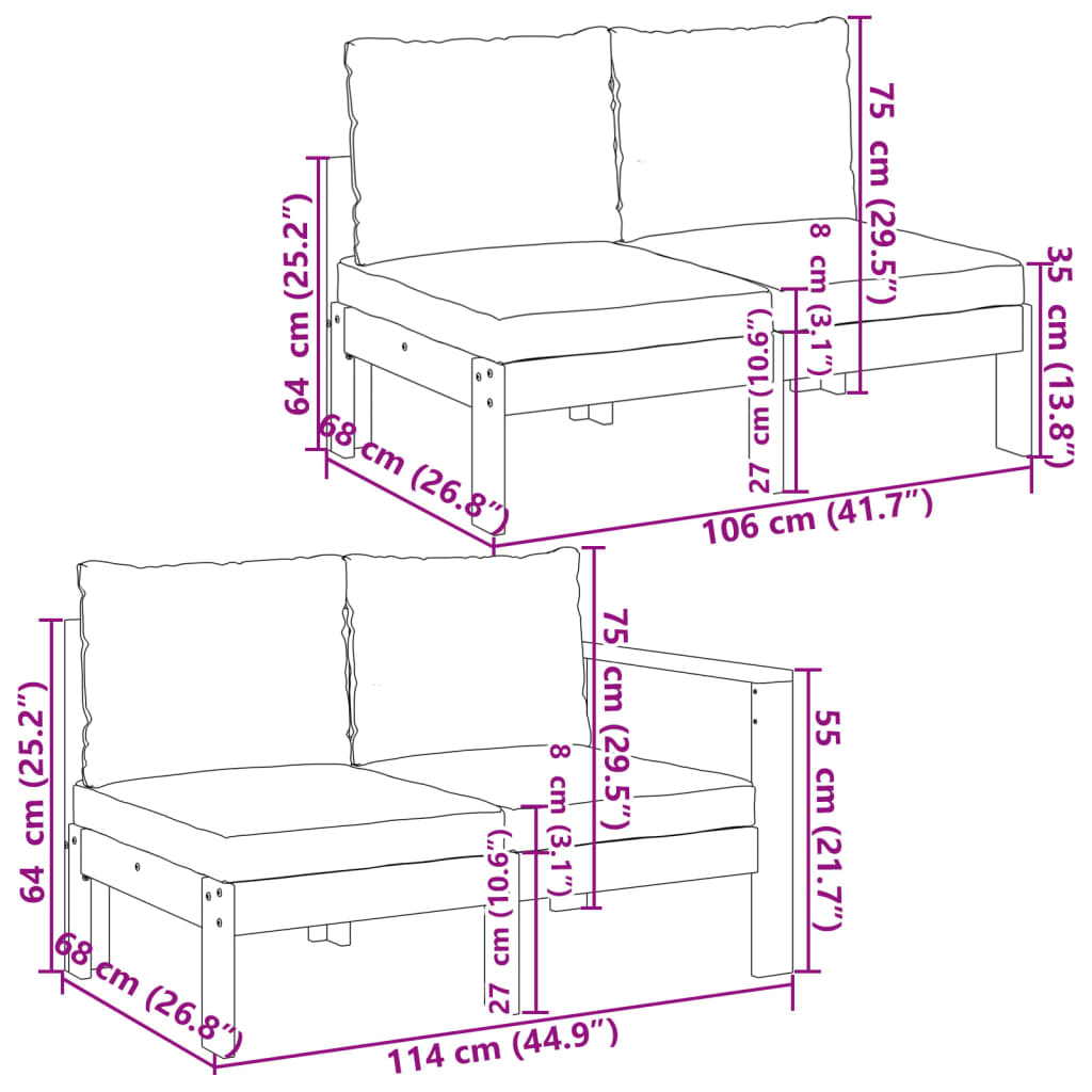 Zestaw wypoczynkowy ogrodowy Akacja, 2-osobowa sofa, stolik, poduszki, szary