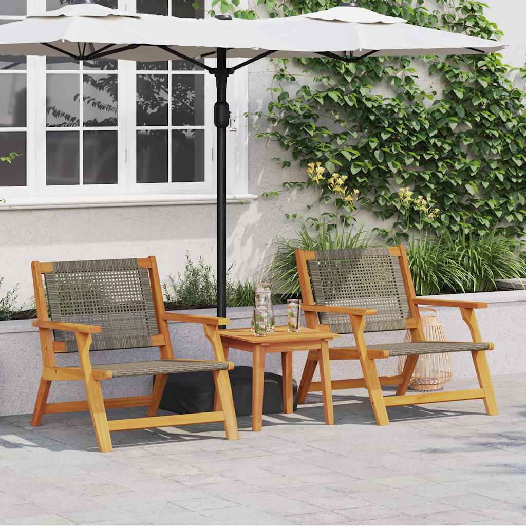 Vrtne Stolice s Stolom 3 pcs Siva 45 x 45 x 40 cm