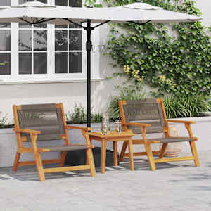 Vrtni stoli z mizo 3 pcs Siva Masiven les akacije