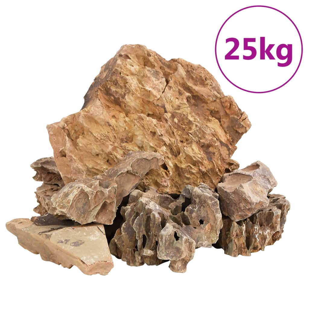 vidaXL Dračí kameny 25 kg hnědé 5–30 cm