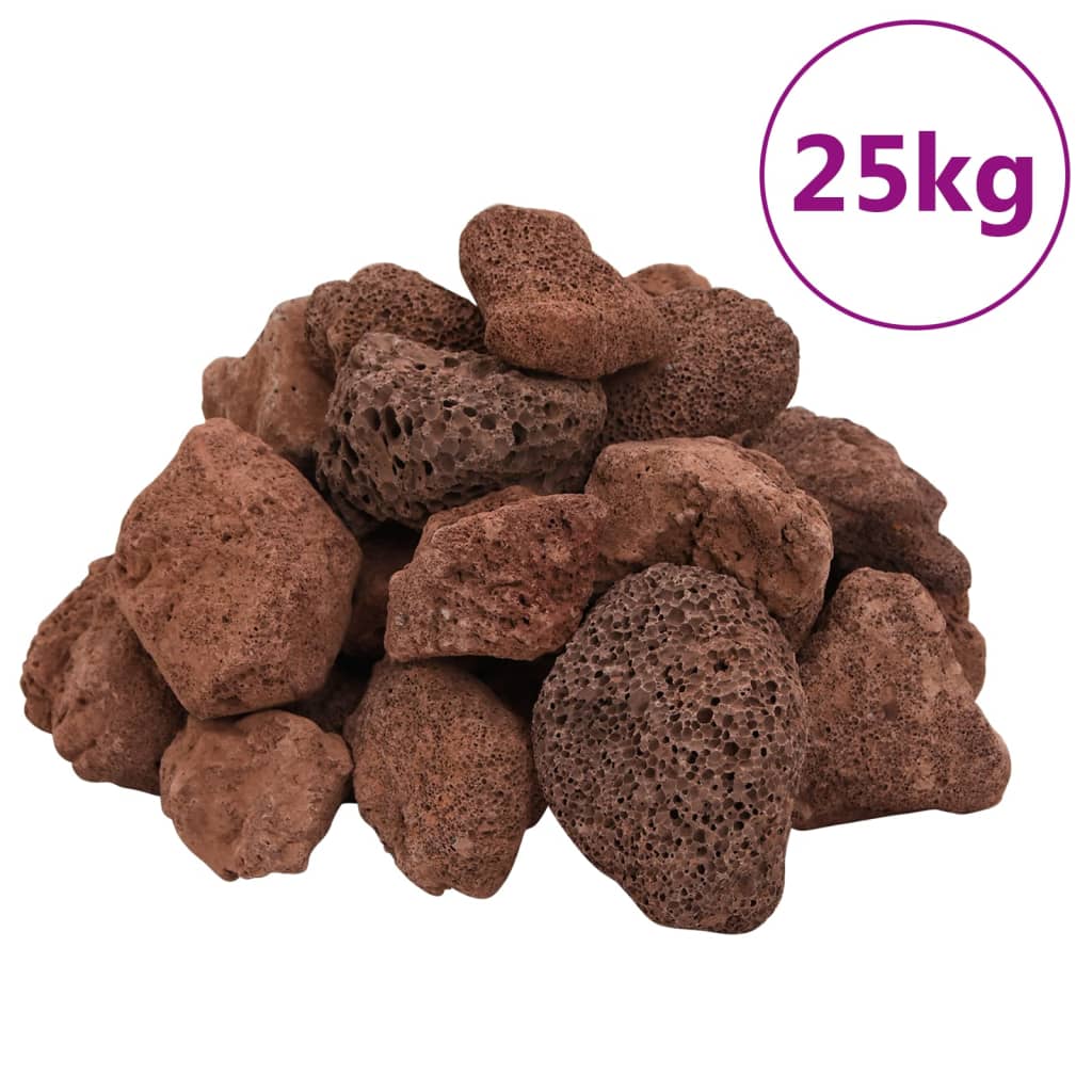 vidaXL Sopečné kameny 25 kg červené 5–8 cm