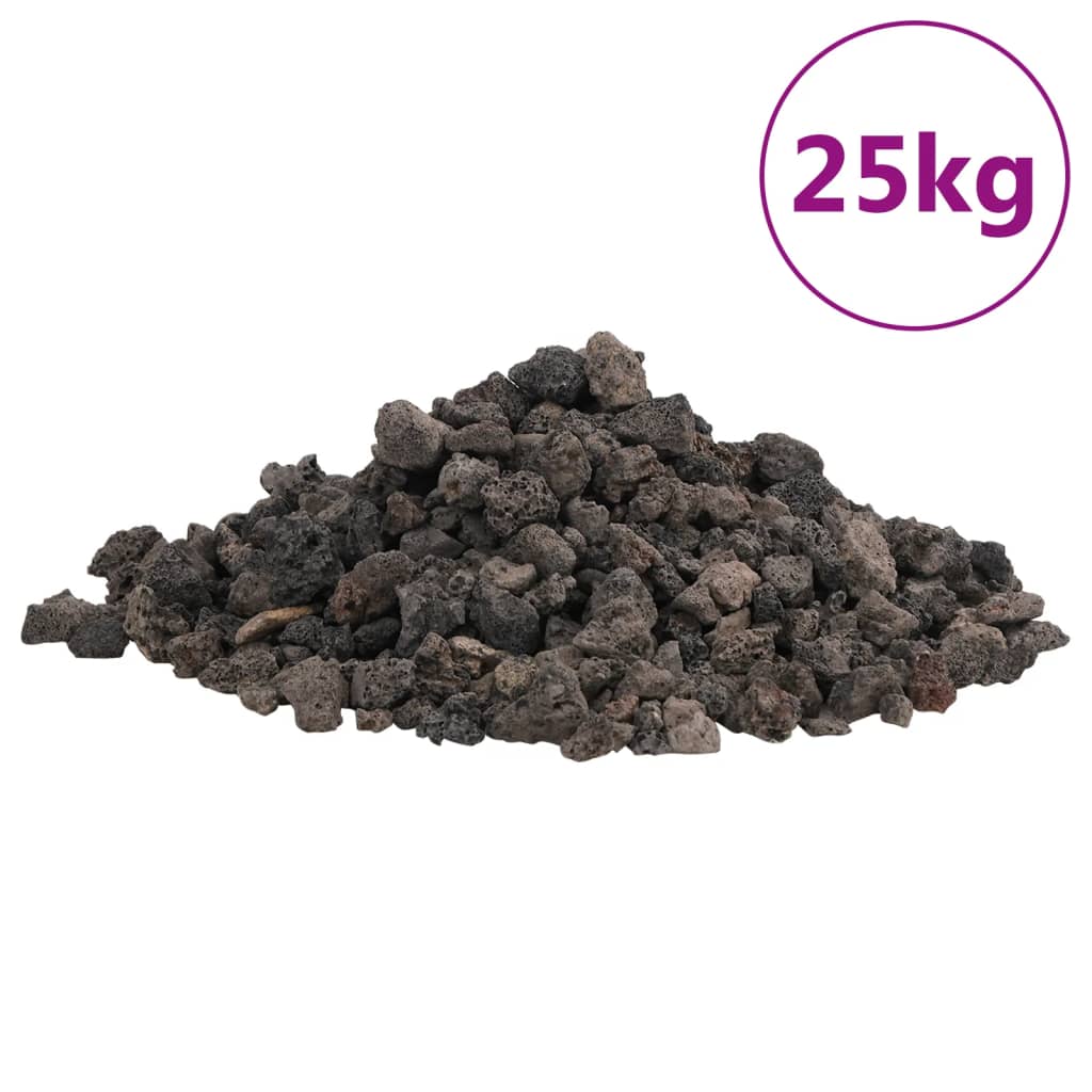 vidaXL Sopečné kameny 25 kg černé 1–2 cm