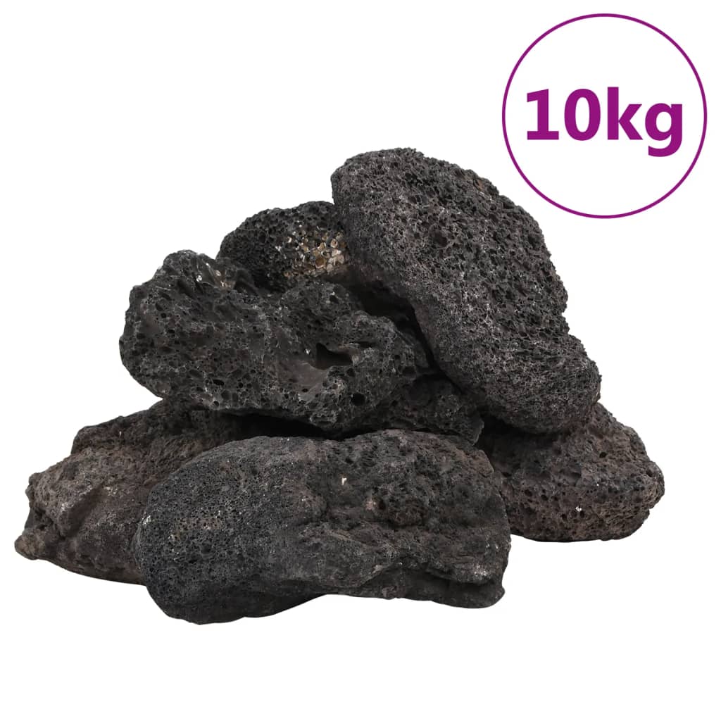 vidaXL Sopečné kameny 10 kg černé 10–30 cm