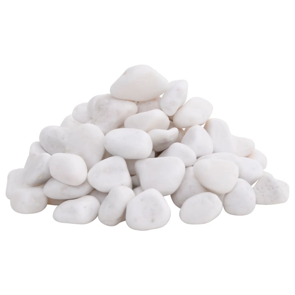 vidaXL Pietricele lustruite, 10 kg, alb, 2-5 cm