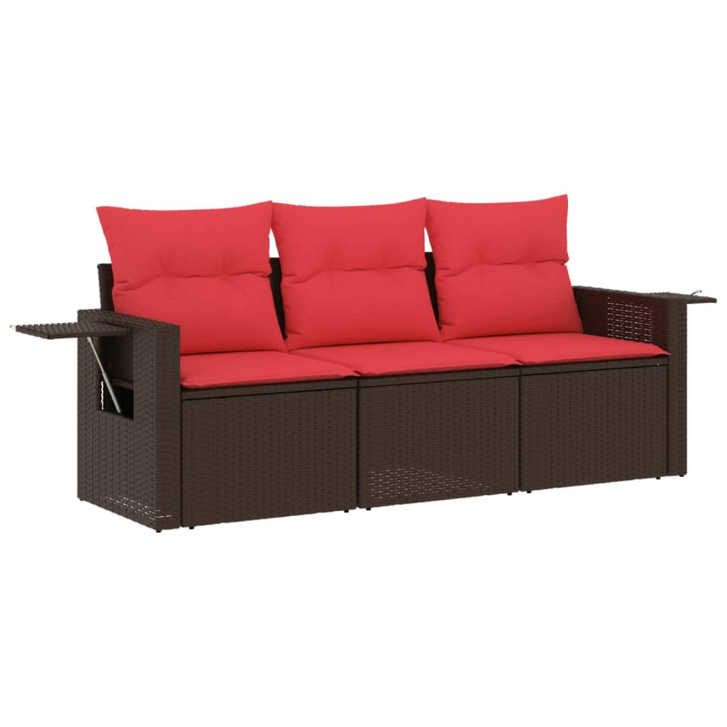 Thumbnail - vidaXL 3-teiliges Gartensofa-Set mit Kissen, braun, Polyrattan