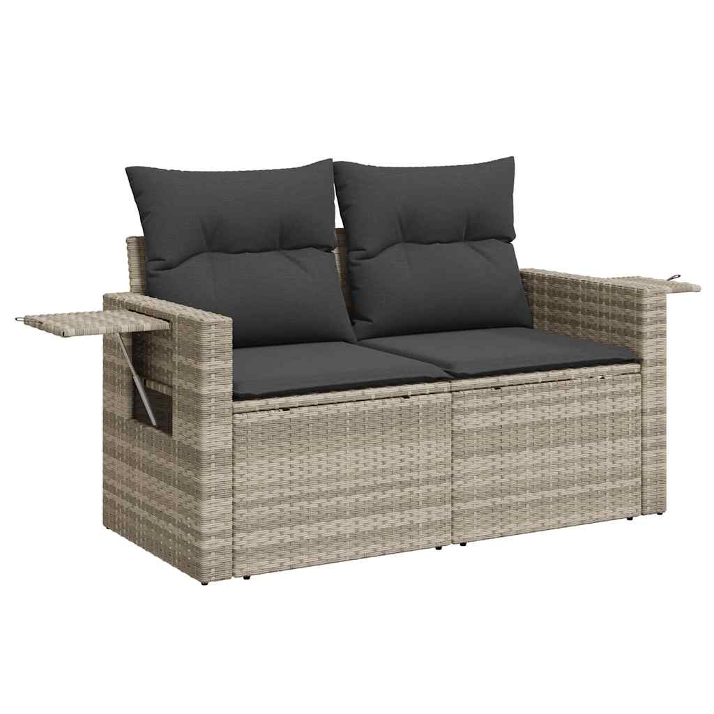 vidaXL 5-delige Loungeset met kussens poly rattan lichtgrijs afbeelding