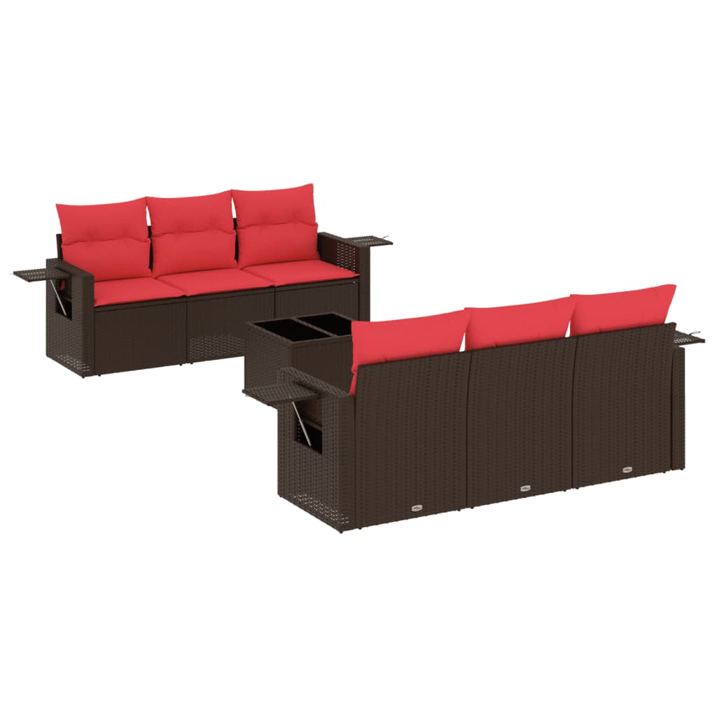 Thumbnail - vidaXL 7-teiliges Gartensofa-Set mit Kissen, braun, Polyrattan